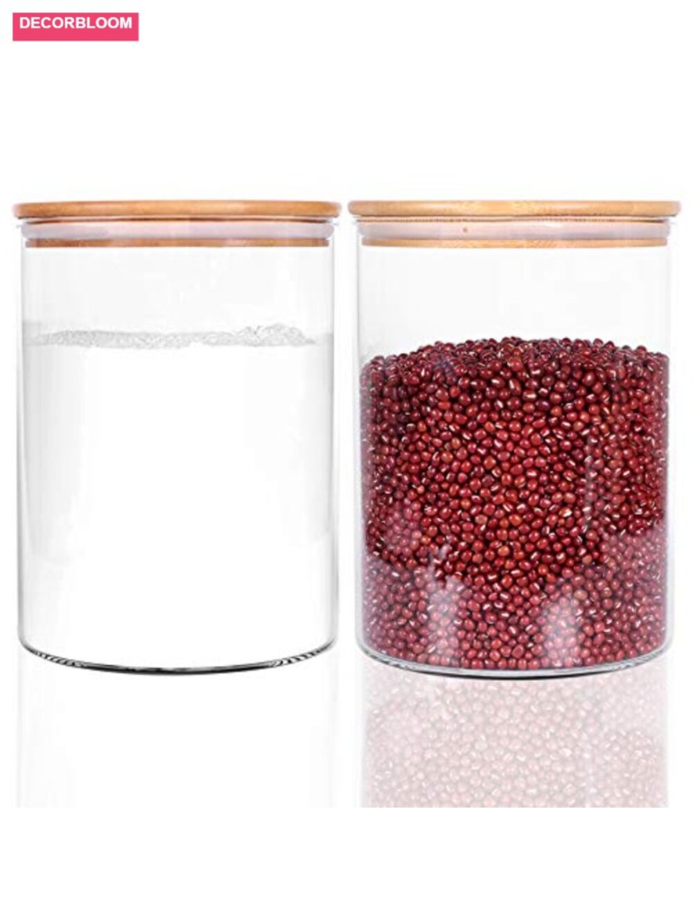 Set of 2 Large Glass Food Storage Jars, 100oz, Airtight Bamboo Lid
